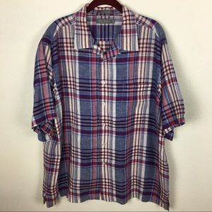 Daniel cremieux linen button down plaid large